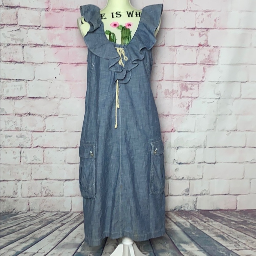 DECK BOAT DRESS!! Ralph Lauren Blue Ruffled Dress